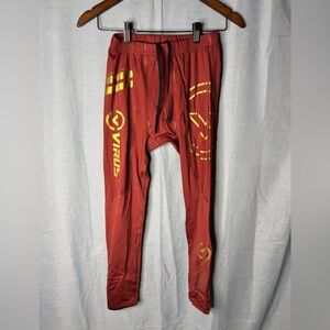 Virus Men's Red Joggers with Gold Accents
